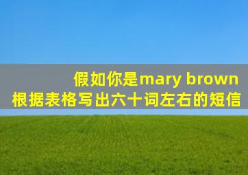 假如你是mary brown根据表格写出六十词左右的短信